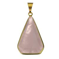 Brass Pendant, with Rose Quartz, gold Approx 