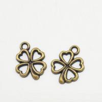 Zink-Legierung Clover Anhänger, Zinklegierung, vierblättriges Kleeblatt, antike Bronzefarbe plattiert, hohl, 17x12x1.2mm, Bohrung:ca. 2mm, 100PCs/Tasche, verkauft von Tasche