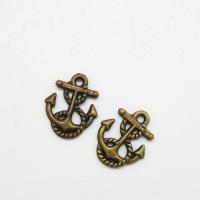 Zinc Alloy Ship Wheel & Anchor Pendant, antique bronze color plated Approx 2mm 