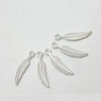 Colgantes de pluma de aleación de cinc, aleación de zinc, chapado en color de plata, 21x5x1.5mm, agujero:aproximado 1mm, 100PCs/Bolsa, Vendido por Bolsa