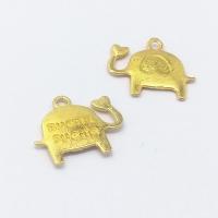 Colgantes Animales de Aleación de Zinc, Elefante, chapado en color dorado, 15x14x1.6mm, agujero:aproximado 2mm, 100PCs/Bolsa, Vendido por Bolsa