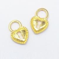 Colgantes de Aleación de Zinc en Forma de Corazón, chapado en color dorado, 17x11x2.5mm, agujero:aproximado 6mm, 100PCs/Bolsa, Vendido por Bolsa