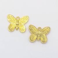 Colgantes Animales de Aleación de Zinc, Mariposa, chapado en color dorado, 17x13x2.2mm, agujero:aproximado 2mm, 100PCs/Bolsa, Vendido por Bolsa