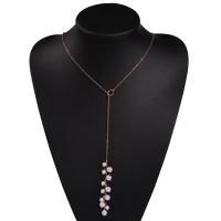 Zinc Alloy Necklace, with Plastic Pearl, plated, for woman, golden Approx 25.5 Inch 