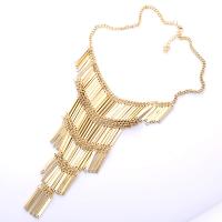 Stainless Steel Fringe Necklace, gold color plated, multilayer & for woman, gold .7 Inch 