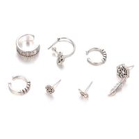 Zinklegierung Ohrring-Set, Stud Ohrring & Ohrring, plattiert, 7 Stück & für Frau & hohl, 12mm, 10mm, 6mm, 8mm, 25mm, verkauft von setzen