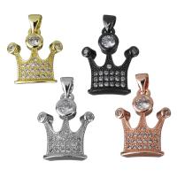 Cubic Zirconia Micro Pave Brass Pendant, Crown, plated, micro pave cubic zirconia Approx 