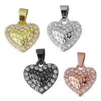 Brass Heart Pendants, plated, micro pave cubic zirconia Approx 