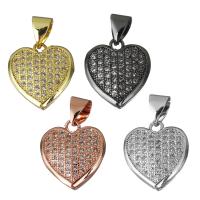 Brass Heart Pendants, plated, micro pave cubic zirconia Approx 