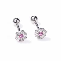 316 Edelstahl Ohrpiercing, rund, hypoallergenic & für Frau & mit Strass, 8*4*1.2mm, verkauft von PC