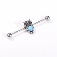 Edelstahl Ohrpiercing, Eule, unisex, 38*5*1.6mm, verkauft von PC