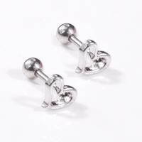 Edelstahl Ohrpiercing, Herz, für Frau & mit Strass, 8*4*1.2mm, verkauft von PC