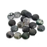 Moss Agate Cabochon, Dome, flat back, 12mm 