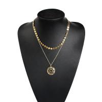 Zinc Alloy Necklace, plated, Double Layer & for woman, golden Approx 16.9 Inch 