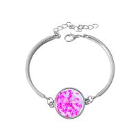 Moda pulseras de la aleación de Zinc, con Vidrio, chapado en color de plata, para mujer, más colores para la opción, longitud:7.5 Inch, 3Strandfilamento/Grupo, Vendido por Grupo