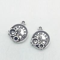 Zink Legierung Watch Anhänger, Zinklegierung, Wecker, antik silberfarben plattiert, 16x13x3mm, Bohrung:ca. 2mm, 100PCs/Tasche, verkauft von Tasche