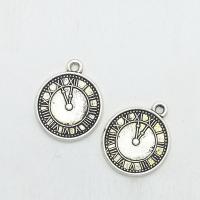 Zink Legierung Watch Anhänger, Zinklegierung, Wecker, antik silberfarben plattiert, 21x18x1.5mm, Bohrung:ca. 2mm, 100PCs/Tasche, verkauft von Tasche