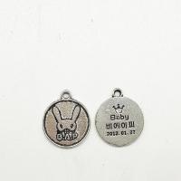 Zinc Alloy Flat Round Pendants, antique silver color plated Approx 2mm 