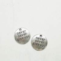 Zinc Alloy Flat Round Pendants, antique silver color plated Approx 1mm 