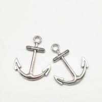 Zinc Alloy Ship Wheel & Anchor Pendant, antique silver color plated Approx 2mm 