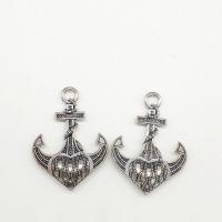 Zinc Alloy Ship Wheel & Anchor Pendant, antique silver color plated Approx 2mm 