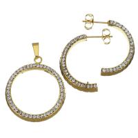 Bijoux strass en acier inoxydable Set, Boucle d’oreille stud & pendentif, avec argile, pour femme, Or  Environ Vendu par fixé