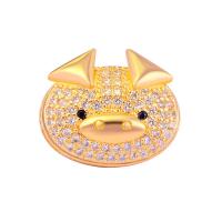 Cubic Zirconia Micro Pave Brass Beads, Pig, plated, micro pave cubic zirconia 