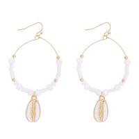 Zinc Alloy Drop Earring, with Seedbead & Shell, plated, Bohemian style & for woman, white 