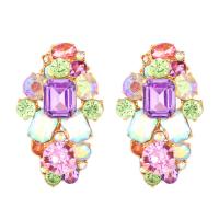 Zinc alliage strass Stud Earring, alliage de zinc, Placage, pour femme & avec strass, multicolore Vendu par paire