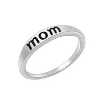 Zinc Alloy Finger Ring, plated, with letter pattern & for woman, silver color 