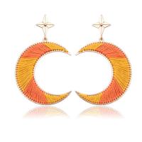 Zinc Alloy Drop Earring, with Polyester, Moon and Star, Bohemian style & for woman 