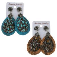 Rhinestone Clay Pave Drop Earring, with rubber earnut & Gemstone, Teardrop, for woman 65mm 