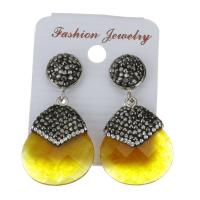 Rhinestone Clay Pave Drop Earring, with rubber earnut & Gemstone, for woman, 42mm 