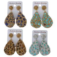 Rhinestone Clay Pave Drop Earring, with rubber earnut & Gemstone, Teardrop & for woman 59mm 