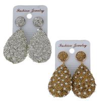 Rhinestone Clay Pave Drop Earring, with rubber earnut & Glass Pearl, Teardrop, for woman 54mm 