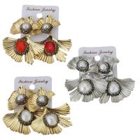 Rhinestone Clay Pave Drop Earring, with rubber earnut & Gemstone & Zinc Alloy, for woman 51mm 