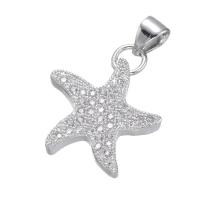 Cubic Zirconia Micro Pave Brass Pendant, Starfish, plated, micro pave cubic zirconia 19*18mm 