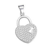 Cubic Zirconia Micro Pave Brass Pendant, Heart, plated, micro pave cubic zirconia 26.5*14mm 