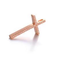 Rhinestone Brass Pendants, Cross, plated, with rhinestone 30*16mm 