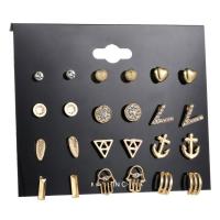 Zinc alliage strass Stud Earring, alliage de zinc, Placage, 12 pièces & pour femme & avec strass, plus de couleurs à choisir, 4mm,7mm,8mm,12mm, 12/fixé, Vendu par fixé