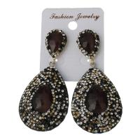 Rhinestone Clay Pave Drop Earring, with rubber earnut, Teardrop, for woman 66mm 