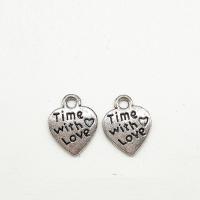 Colgantes de Aleación de Zinc en Forma de Corazón, chapado en color de plata antigua, 12x10x1.2mm, agujero:aproximado 2mm, 100PCs/Bolsa, Vendido por Bolsa