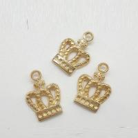 Zinklegierung Krone Anhänger, goldfarben plattiert, hohl, 15x10x1.2mm, Bohrung:ca. 2mm, 100PCs/Tasche, verkauft von Tasche