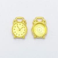 Zink Legierung Watch Anhänger, Zinklegierung, Wecker, goldfarben plattiert, 13x10x3mm, Bohrung:ca. 1mm, 100PCs/Tasche, verkauft von Tasche