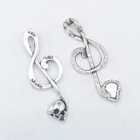 Zinc Alloy Hollow Pendants, Music Note, antique silver color plated Approx 1mm 