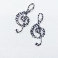 Zinc Alloy Cabochon, Music Note, antique silver color plated, hollow 