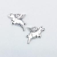 Colgantes Animales de Aleación de Zinc, Cerdo, chapado en color de plata antigua, 19x14x3mm, agujero:aproximado 2mm, 100PCs/Bolsa, Vendido por Bolsa