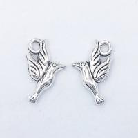 Colgantes Animales de Aleación de Zinc, Pájaro, chapado en color de plata antigua, 21x12x3.8mm, agujero:aproximado 2mm, 100PCs/Bolsa, Vendido por Bolsa