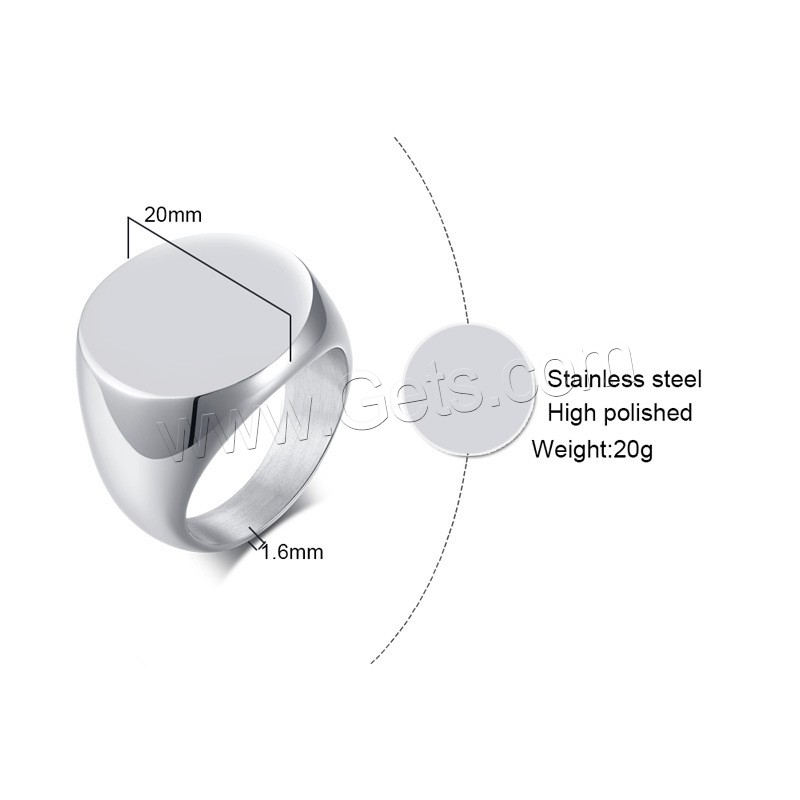 ステンレス鋼の男指リング, ステンレス, メッキ, ファッションジュエリー & 異なるサイズの選択 & 男性用, シルバー, 20x1.6mm, 売り手 パソコン