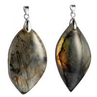 Labradorite Pendants, plated, grey, 40mm 